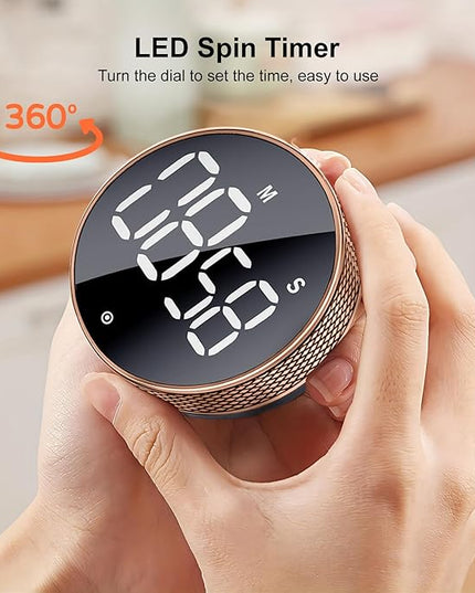 BlueSnail Kitchen Timer with LED Digital Display Smart Efficana for Home Classroom Gym Office, Volume and Brightness Adjustable Productivity Timer (Rose Gold)