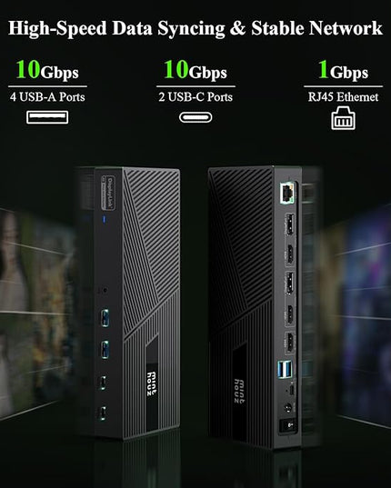 Minthouz DisplayLink Docking Station, 2 PD Triple Display 4K@60Hz for 3 Monitors, Thunderbolt 4/3 100W Charging & 160W Power, 3HDMI, 6 USB with Gigabit LAN, USB C for M1 M2 M3 M4 Mac/Windows/Chrome