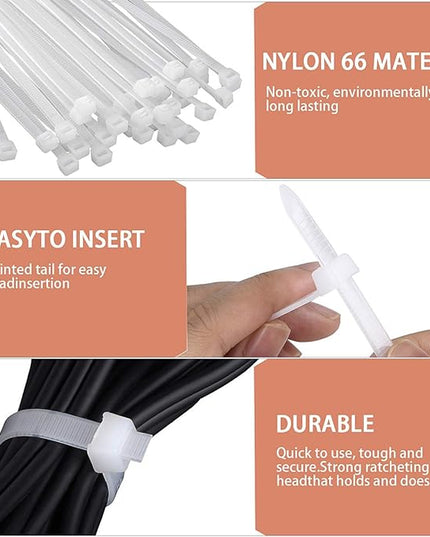 Halsouy Cable Zip Ties Nylon Self-locking Wire Ties 50 Pack - White (32 Inch)