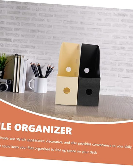 Lurrose Desktop File Organizer 2-Pack Polypropylene File Rack for Office and Student Use Vertical Desk Holders for Documents Magazines and Books Space-Saving Office Supply Storage