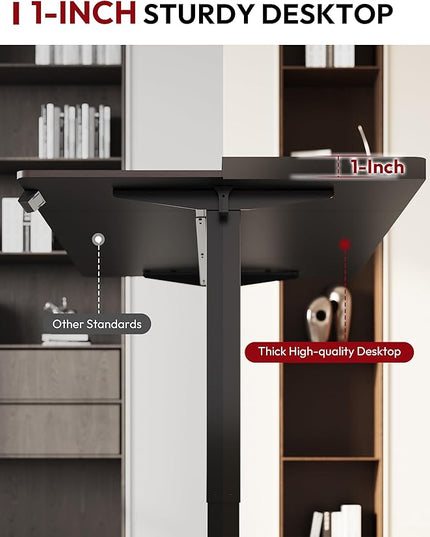 SANODESK Electric Standing Desk 48 x 30 Inches Whole-Piece Desktop Height Adjustable Stand Up Desk w/6-Button Controller Ergonomic Computer Desk for Home Office, White Frame + Black Tabletop
