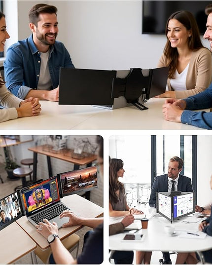 Laptop Screen Extender 14 inch Laptop Monitor Extender 1080P IPS, Triple Portable Monitor for Laptops 13-17.3" with USB-C DP/HDMI Port, Plug-Play Portable Screen for Windows/Mac/Chrome/Android