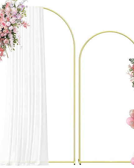 Metal Arch Backdrop Stand, 7.2FT+6FT Wedding Arch Backdrop Stand, Set of 2 Gold Backdrop Arch Stand, Wedding Arch Frame for Wedding Ceremony Birthday Party Baby Shower Graduation Ceremony Decoration