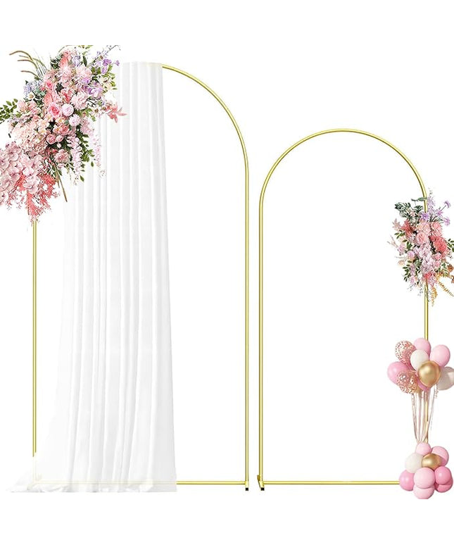 Metal Arch Backdrop Stand, 7.2FT+6FT Wedding Arch Backdrop Stand, Set of 2 Gold Backdrop Arch Stand, Wedding Arch Frame for Wedding Ceremony Birthday Party Baby Shower Graduation Ceremony Decoration