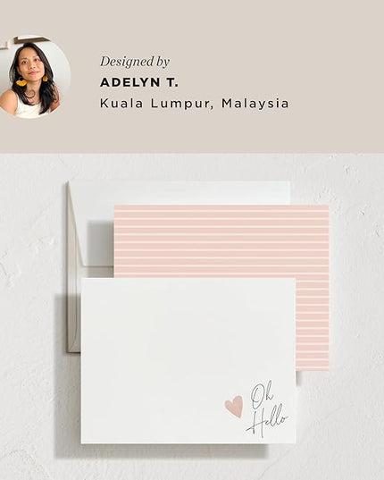 Minted Signed Heart Stationery Cards,10 Ct,Blank Cards and Envelopes For Thank You Notes,Invitations & Handwritten Messages,Note Cards & Stationery Set,Gifts for Women,Blush Pink Color Theme,10 Count