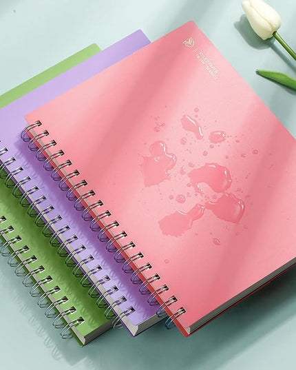 EMSHOI B5 Spiral Notebook College Ruled Lined Journal, Large 7.48" X 10.15", 300 Pages/150 Sheets, 100gsm Thick Paper, Waterproof Hardcover, for Office School Women Men Work Writing Notes-Pink