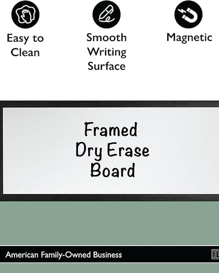 Ilyapa Extra Large Dry Erase Board for Wall - Wood Framed Magnetic White Board - 58 x 25 Inches Decorative Wall Hanging Menu Whiteboard - Black