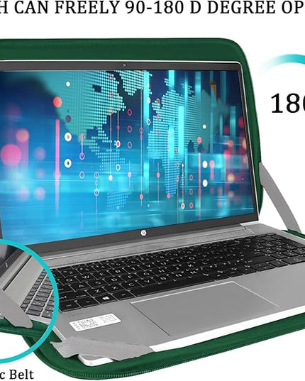 15.6 inch Laptop Case, Shockproof Protective Computer Carrying Cover with Front Pocket, Briefcase Handbags Laptop Bag for 15.6 inch HP, Dell, Acer, Asus, Notebook, Dark Green