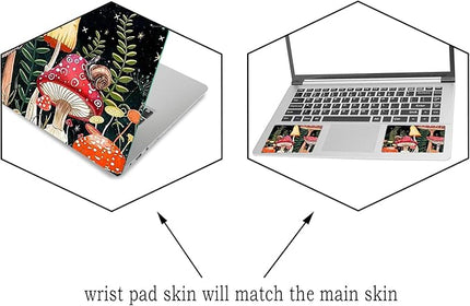 Laptop Skin Sticker Decal,12" 13" 13.3" 14" 15" 15.4" 15.6 inch Laptop Skin Sticker Cover Art Protector Notebook (2 Wrist Pad Skins Included), Decorative Removable, Positive Mushroom