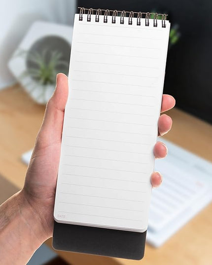 Notsu Reporter's Notebooks 2-Pack | Black Pocket Spiral Reporter Notepads for Journalist, Police, Detective, Field Note Taking | 100 Pages of 120 gsm Thick Paper, 3.75" x 8.25"