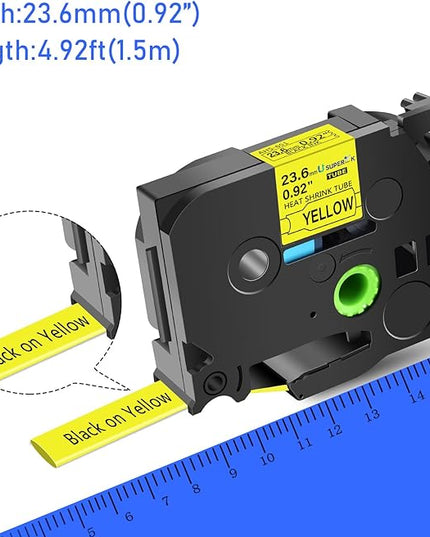 3PK Compatible for Brother Ptouch HSe-651 HSe651 HS-651 HS651 Black on Yellow 23.6mm 0.92'' Heat Shrink Tubing for Wire Cable for PT-P710BT PT-P750W PT-E500 Label Maker Tape