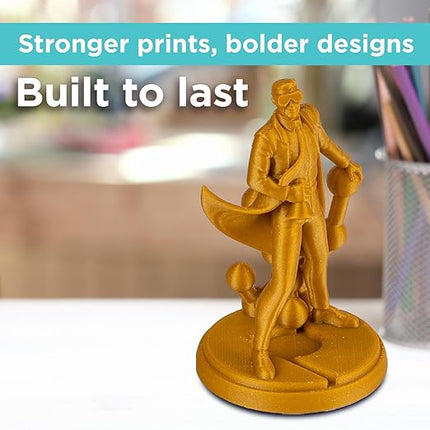 Polymaker PLA PRO Filament 1.75mm 1kg, Tough & High Rigidity Metallic Gold 3D Printing Filament, PolyLite PLA PRO 3D Printer Filament 1.75mm, Print with Most 3D Printers