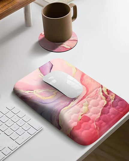 Ospelelf Pink Mouse Pad with Wrist Support Large Ergonomic Office Comfy Pain Relief Mousepad Wrist Rest