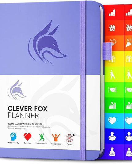 Clever Fox Planner – Undated Weekly & Monthly Planner for Productivity, Time Management & Goals – Organizer Journal – A5 (Lavender)