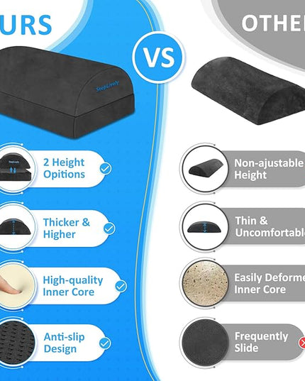 StepLively Foot Rest for Under Desk at Work, Comfortable Foot Stool with 2 Adjustable Heights, Footrest with Washable Cover, for Back & Hip Pain Relief, Suitable for Office, Home and Car (Grey)