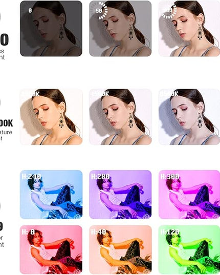 Pixel G1s RGB Video Light with APP Control, 12W 6400mAh 210 Minutes Rechargeable Battery LED Camera Light, 10 Common Lighting Effects, CRI≥97 2500-8500K LED Video Light with Aluminum Alloy Body