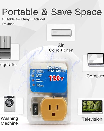 [ETL Listed] BSEED Electronic Surge Protector for Home Appliance, Voltage Protector Suit for Refrigerators and Freezers, Voltage Brownout Outlet 120V 15A 1800Watts
