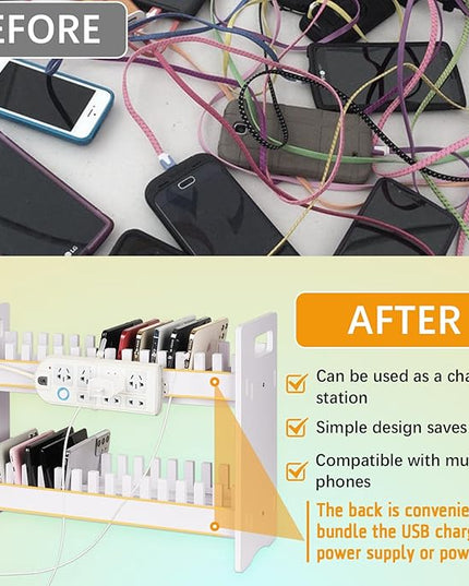 Cell Phone Holder Classroom Cell Phone Storage 2-Tier Multiple Cell Phone Stand Rack with 1-30 Number Stickers PVC Board Mobile Phone Holder Desktop Organizer for Classroom Office (30 Slots)