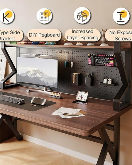 JHDXL Desk Shelf Organizer with Pegboard & Storage Accessories, Space-Saving Desk Storage Shelf, Desktop Shelf Organizer Display Rack, for Dorm, Office(Black 1,65 * 95cm/26.6 * 37.4in)