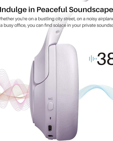 TOZO HT2 Hybrid Active Noise Cancelling Headphones, Wireless Over Ear Bluetooth Headset, 60H Playtime, Hi-Res Audio Custom EQ via App Deep Bass Comfort Fit Ear Cups, for Home Office Travel