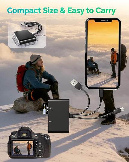 Memory Stick Pro Duo Adapter - 4 in 1 SD/Micro SD/MS/xD-Picture-Card Multi Card Reader Camera Phone Adapter with L/C/USB OTG, Use for iPhone 17/16/15/14 iPad Mac Android PC Memory Stick Pro Duo Mark2