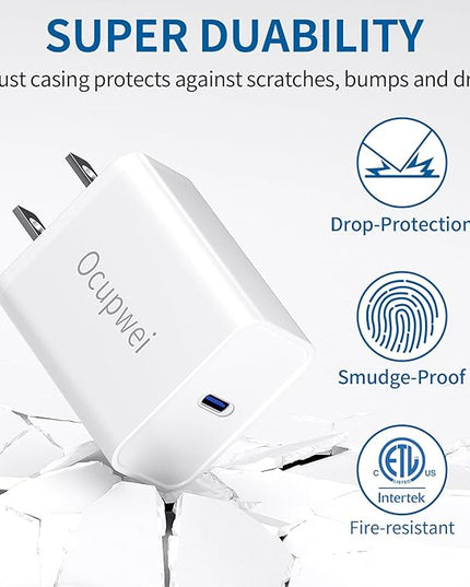 for iPhone 14 13 12 11 Charger Fast Charging [MFi Certified], 3-Pack 20W PD USB C Wall Charger Block with 6.6ft USB C to Lightning Cable Compatible with iPhone 14 Pro Max/Pro/Plus/Mini/iPad & More