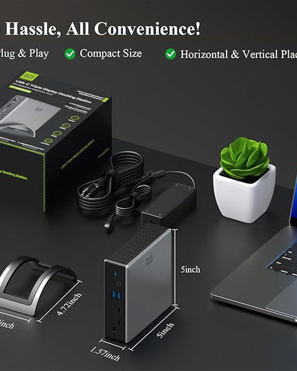 USB C Docking Station, Minthouz PD3.1 Docking Station 3 Monitorswith 4K@144Hz 2*HDMI+DP 140W PD Charge,USB-C 10Gb,2*USB-A 5Gbps, Gigabit Ethernet, Audio/Mic for Chrome OS & Windows