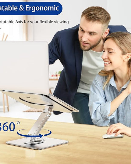 BESIGN LSX7 Laptop Stand with 360 Rotating Base, Ergonomic Adjustable Notebook Riser Holder Compatible with Air, Pro, Dell, HP, Lenovo More 10-15.6" Laptops (Silver)