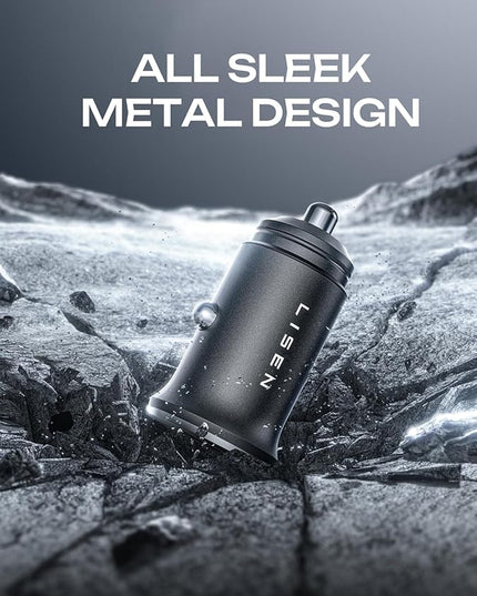 LISEN 90W USB C Car Charger for iPhone 17 Car Charger 45W Fast Charging, 2-Port PD 45W & QC 3.0 Cigarette Lighter USB Charger [All Metal&Mini] for iPhone 17 Air/16/15/14/13 Pro,Samsung Galaxy S26/S25