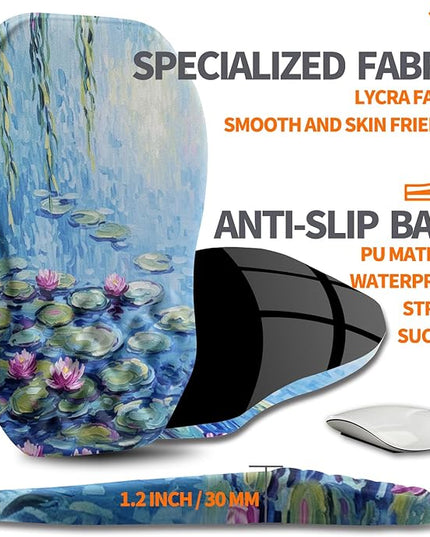 Ergonomic Slope Mouse Pad Wrist Support, Wrist Rest Mousepad for Carpal Tunnel Pain Relief with Massage Bulge and Slow Rebound Memory Foam (12x8 inch, Lotus Pond)