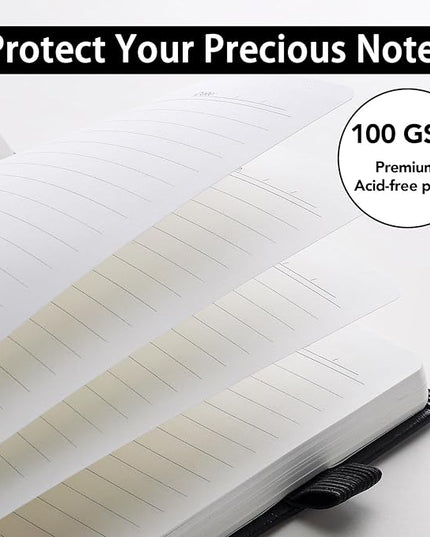 80 Sheets Lined Journal Notebook, 5.7" X 8.3" Writing & Journaling Hardcover Executive Notebooks for Student Worker Women Men Notepads Journals for Writing Travel & Organization, Black