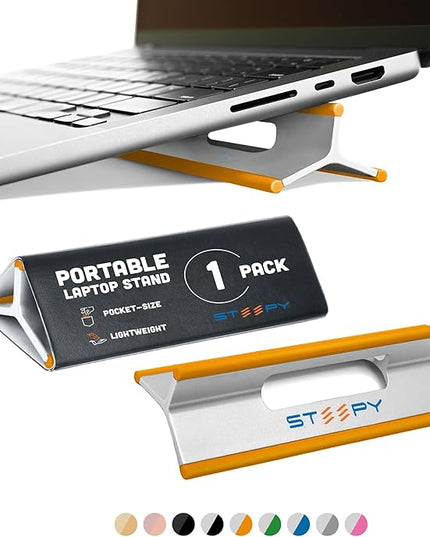 Steepy Portable Laptop Stand for Desk – Adjustable Height, & Portable Laptop Holder – Ergonomic Computer Stand for Cooling & Comfort – Slip-Proof, Sturdy Design – Universal Fit for 13-17 Inch Devices