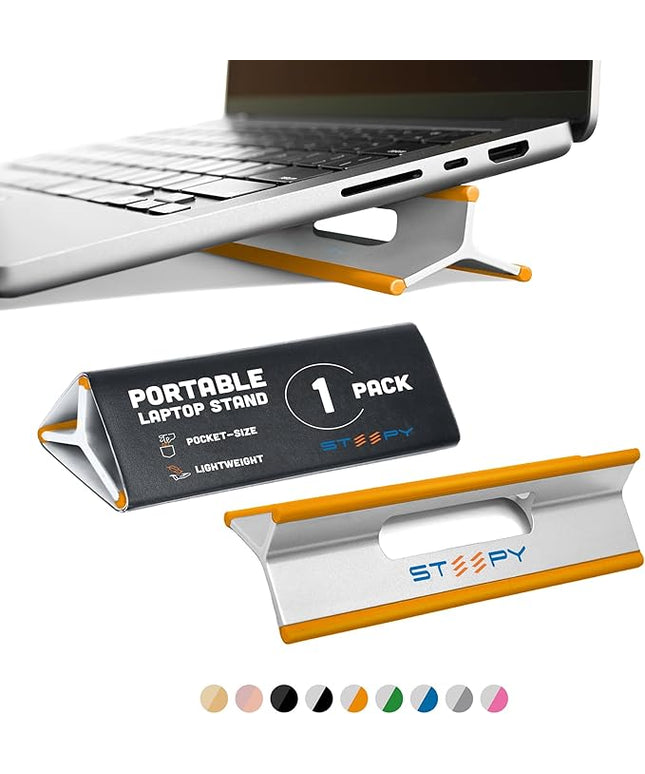 Steepy Portable Laptop Stand for Desk – Adjustable Height, & Portable Laptop Holder – Ergonomic Computer Stand for Cooling & Comfort – Slip-Proof, Sturdy Design – Universal Fit for 13-17 Inch Devices