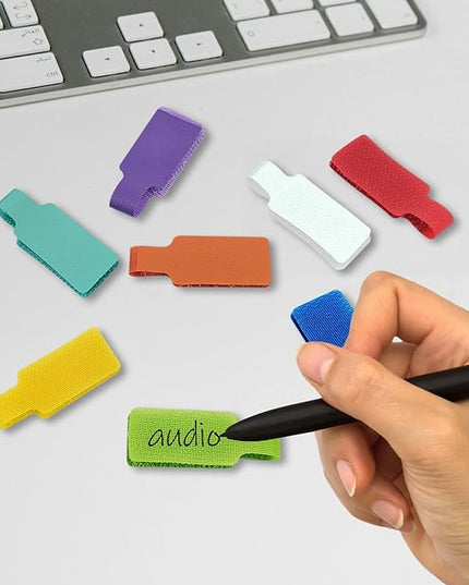 8 Pcs Cable Labels, 1.77x0.79 Inch Multicolored Handwriting Cable Tags for Organizing Wires and Identification, Reusable (8 Colors)