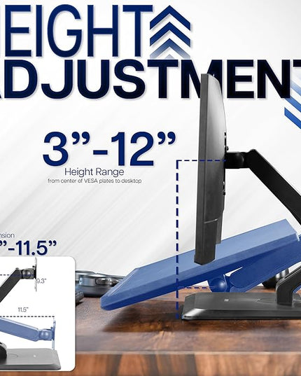 VIVO Premium Single 17 to 32 inch VESA Monitor and Touch Screen Desk Stand with Rotating Base, Freestanding Pneumatic Height Adjustable Arm, 12 inch Maximum Screen Height, Black, STAND-V001R