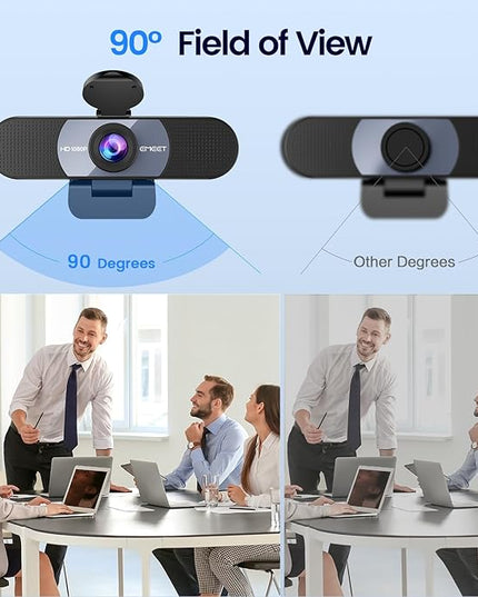 EMEET 1080P Webcam, C960 Web Camera with 2 Noise-Cancelling Microphones & Privacy Cover, 90° FOV Computer Camera, Plug & Play USB Webcam for Calls/Conference, Zoom/Skype/YouTube, Laptop/Desktop, Grey