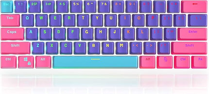 GTSP PBT Backlit Keycaps 60 Percent with 6.25U Space Bar OEM Profile for Cherry MX Switch Mechanical Gaming Keyboard (Purple+Pink+Blue)