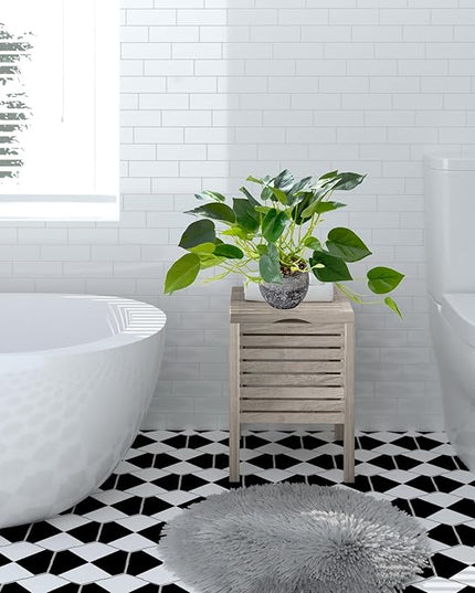 AlphaAcc Artificial Plants Potted Real Looking Small Faux Plant with Rustic Black Cement Planter for Kitchen Office Desk Bookshelf Decor (Ivy Plant)