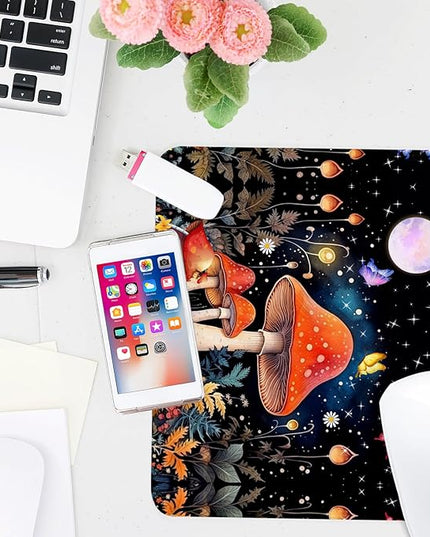 Red Mushroom Square Mouse Pad,Non-Slip Rubber Base Mouse Pad,Home Office Decoration Desktop Accessory, Laptop Mouse Pad for Office Laptops,9.4x7.8x0.12in.