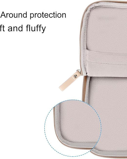 MOSISO Laptop Sleeve Bag 16 inch Compatible with MacBook Air 15 inch 2025-2023 M4 M3 M2/Pro 16 inch 2025-2019 M4 M3 M2 M1, 15-15.6 inch Notebook, PU Leather Padded Bag Waterproof Case, Apricot
