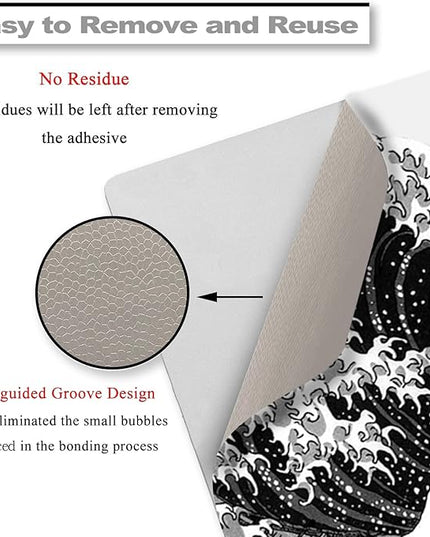 Laptop Skin Sticker Decal,12" 13" 13.3" 14" 15" 15.4" 15.6 inch Laptop Vinyl Skin Sticker Cover Art Protector Notebook PC (2 Wrist Pad Skins Included), Waterproof Removable, Black Wave of Kanagawa