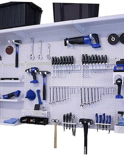 OmniWall Weekend Warrior XL Metal Pegboard Wall Organization System (White/White)
