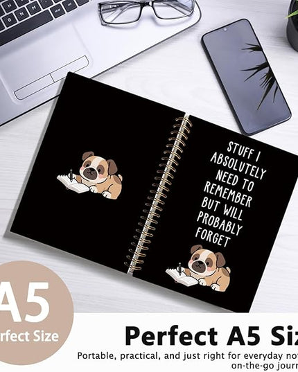 LIANGW Funny Boxer Dog Notebook Journal Gifts for Women & Men, Gifts for Boxer Dog Lovers Notebooks, Funny Gifts for Coworkers, Black Hardcover Spiral Notebook 5.5x8.3 Inch