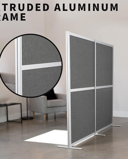VIVO Modular Wall System, 2 PET Panels, Modern Professional Office Cubicle Dividers, Freestanding Privacy-Screen, 66 inches High, Dark Gray, PP-MWS63D