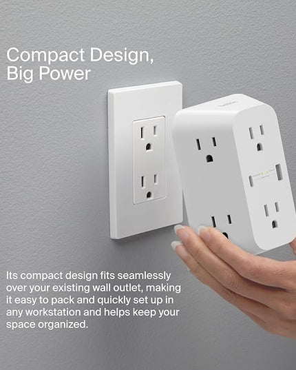 Belkin 6-Outlet Surge Protector Power Strip, ETL-listed, Wall-Mountable w/ 6 AC Outlets, Overvoltage Protection, LED Indicator, USB-C & USB-A Ports w/ USB-C PD Fast Charge - 1,680 Joules of Protection