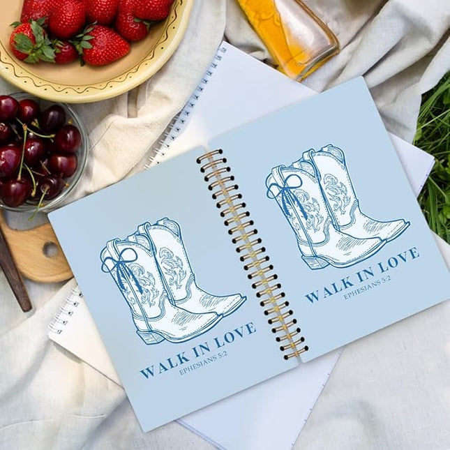 dvhdajed Western Cowgirl Spiral Notebook, Walk in Love Cowgirl Journal Notebooks, Western Preppy Spiral Journal for Girls Women, Cowgirls Office School Supplies Gifts, 5.5x8.3 In