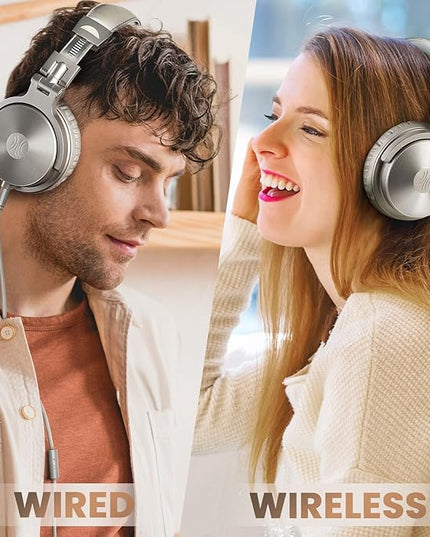 OneOdio Bluetooth Over Ear Headphones, 110 Hrs Wireless/Wired Stereo Sound Foldable Headsets with Deep Bass 50mm Neodymium Drivers for PC/Phone/Tablet - Studio Wireless Pro C, Champagne Gold