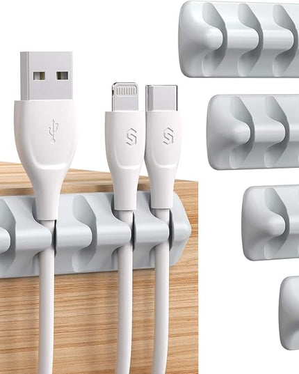 Syncwire Cable Clips, 5 Pack Gray Cord Organizer Cable Management Self Adhesive Cable Holder for Organizing Cable Cords, Ideal for Home, Office, Cubicle, Car, Nightstand, Desk Accessories