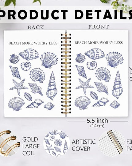 dvhdajed Coastal Seashell Inspirational Spiral Notebook, Ocean Beachy Journaling Notebooks, Coastal Ocean Spiral Journal for Girls Women, Beach Seashell Office School Supplies Gifts, 5.5x8.3 In