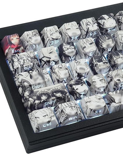 Tsungup Anime Keycaps-Side Print Keycap Set,PBT Japanese Custom Keycap Shine Through Backlit Keycaps 75 Percent,129 Keys Dye Sub Cherry Profile Keyboard Key caps for Cherry MX Mechanical Keyboard